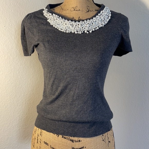 INC International Concepts Sweaters - INC International Concepts Pearl Statement Necklace Scoop Neck Sweater